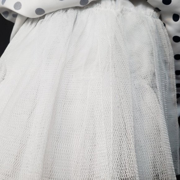 White and Navy polka dot dress. By Dorissa Size 6 Girls - Picture 9 of 12